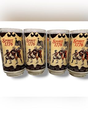 VTG 70s Coca Cola Heritage Series Drinking Glasses Spirit of 1776 -Set Of 4-RARE